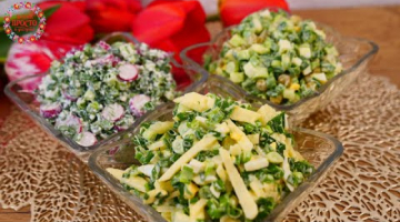 3 НОВЫХ САЛАТА ЗА 10 МИНУТ ИЗ ЗЕЛЕНОГО ЛУКА! БЫСТО, ВКУСНО И ПРОСТО! МАЙСКИЕ САЛАТЫ НА КАЖДЫЙ ДЕНЬ