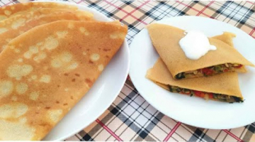 Блины из нутовой муки. С начинкой из молодой капусты, перца и зелени.