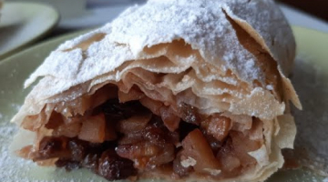 Десерт к чаю. Штрудель яблочный с изюмом и орехами.