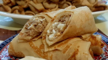 Домашние блинчики с мясной начинкой...