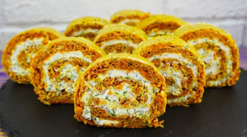 Это чудо готовится из моркови! Ну очень вкусный и нежный морковный рулет!