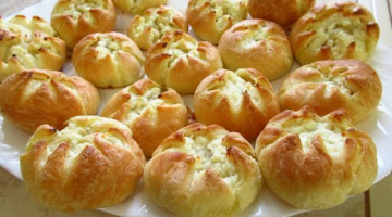 К чаю быстро! Вкусные цветочки с творогом из слоёного теста.