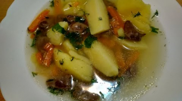 Картофель, с куриными сердечками