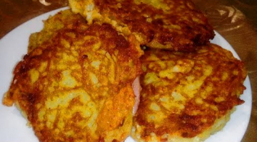 Картофельные драники с колбасой и сыром.