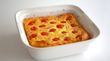 Клафути с помидорами черри, сыром и курицей