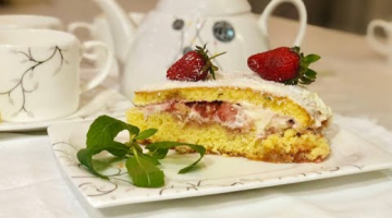 Кокосовый торт с клубникой. Нежный, тающий во рту крем!