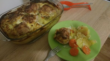 Курица с картофелем в духовке: простой рецепт сытной и вкусной пищи. Идея для обеда или ужина №1.