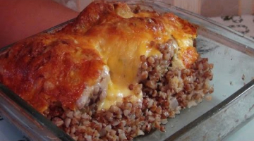 Курица запеченная с гречкой под сырной корочкой