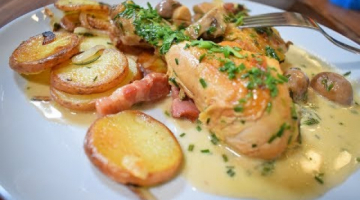 КУРИНЫЕ НОЖКИ НА СКОВОРОДЕ С ГРИБНЫМ СОУСОМ и жареная картошка по французки!