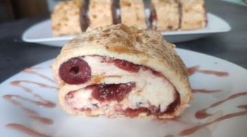 Легкий нежный и очень вкусный меренговый рулет с вишней