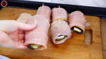 На филе выкладываю начинку и запекаю в духовке. Супер вкусные рулетики из курицы и баклажана!