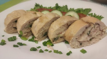 Невероятно вкусный рулет из куриного филе с сыром и зеленью