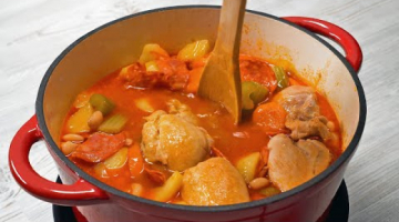 Обед или ужин с испанским темпераментом! КУРИНОЕ РАГУ С ОВОЩАМИ И ФАСОЛЬЮ. Рецепт от Всегда Вкусно!
