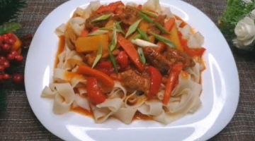 Очень вкусный обед или ужин. Нарезанный ЛАГМАН.