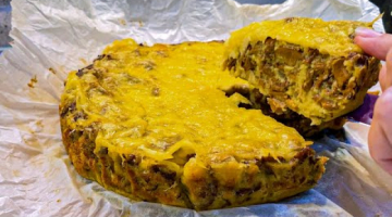 ПИРОГ С ЛИСИЧКАМИ и СЫРНОЙ корочкой, в котором почти НЕТ ТЕСТА