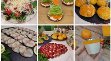 Праздничный стол на 8 блюд: салаты, закуски, мясо, десерт