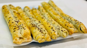 Роллини с грибами из слоёного теста