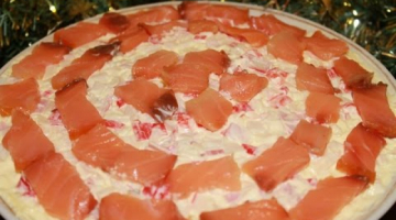 Салат с семгой "Посейдон". Очень вкусный и нежный.