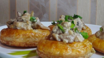 Самые вкусные слоеные кольца с грибами 