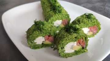Шпинатный рулет с красной рыбой и сливочным сыром
