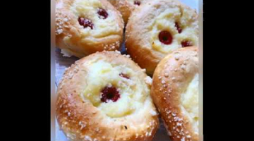 Ватрушка с заварным кремом и малиной ❤️