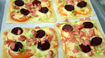 Вкусные Мини - Пиццы на слоеном тесте. Mini pizzas on puff pastry.